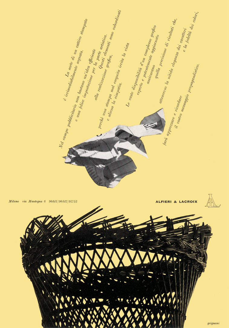 Franco Grignani, Ad for Alfieri & Lacroix, 1956